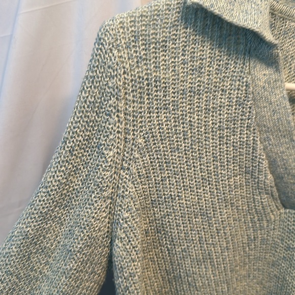 TIME AND TRU V NECK LIGHTWEIGHT GREEN SWEATER WITH COLLAR RIBBED KNIT LOOK XS - Picture 3 of 13